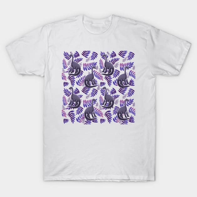 Modern Dinosaur Pattern - Neon Purple T-Shirt by monitdesign